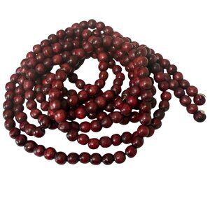 Wooden Bead Garland Cranberry Red Wood Beaded Christmas Tree Decoration 9 ft